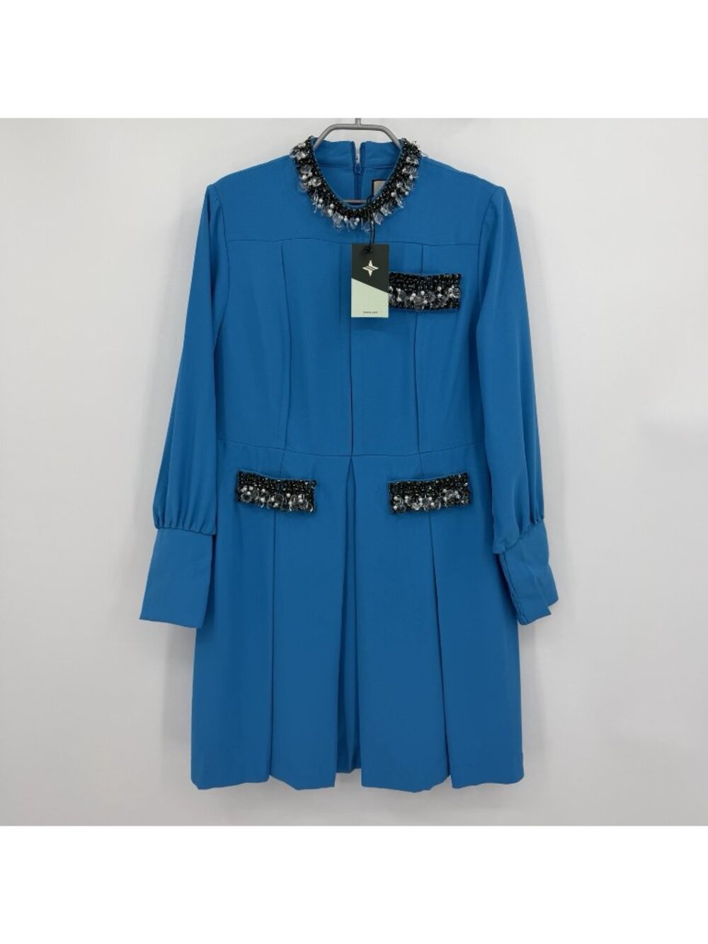 Tuckernuck Blue Embellished Hoyt Long Sleeve Mini Dress Cocktail size L Large